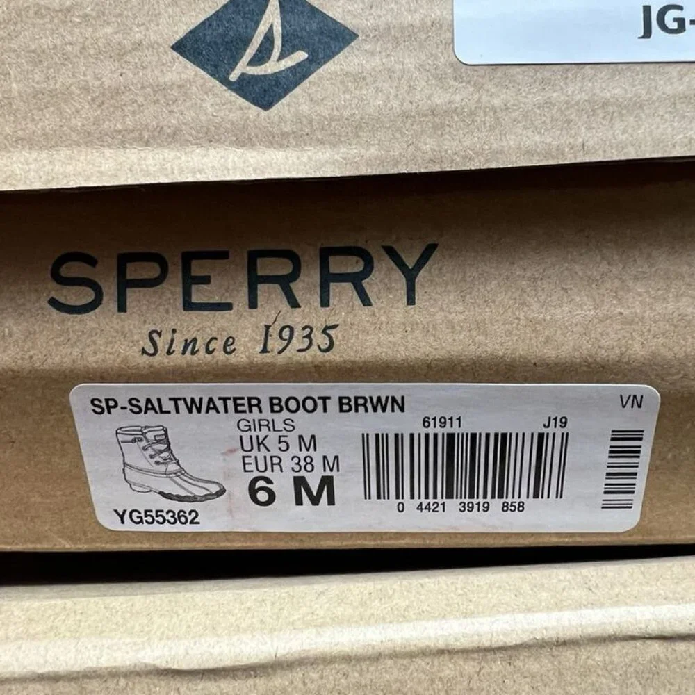 Sperry Girls Saltwater Boot Brown size 6 M Big Kid